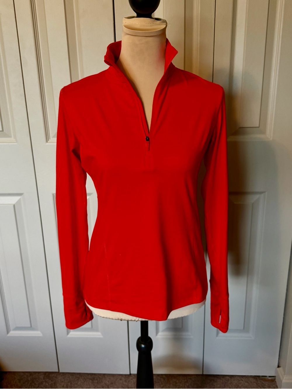 Brooks Running Quarter Zip Run Happy Women's Red Long Sleeve Pullover Medium